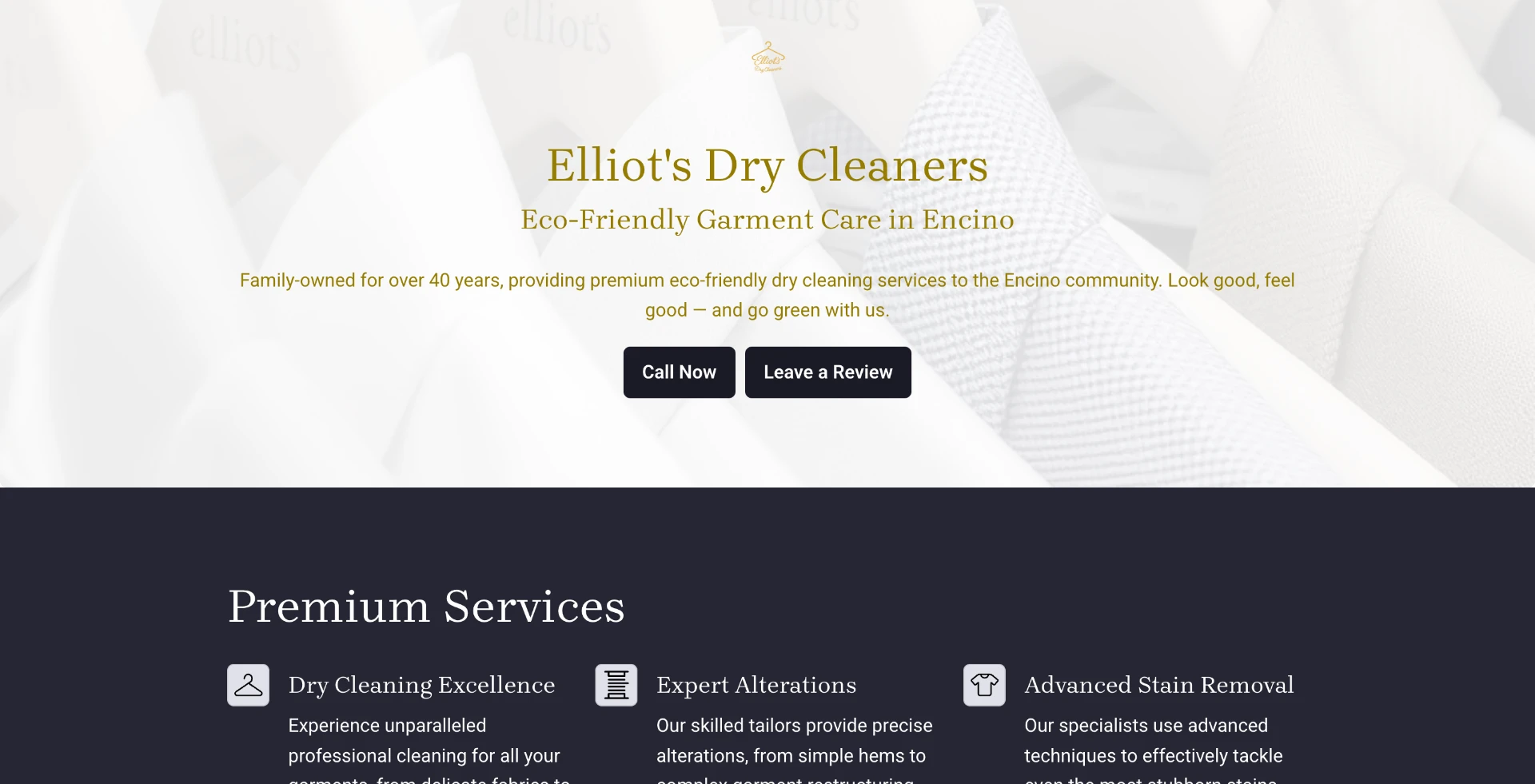 Elliot's Dry Cleaners homepage